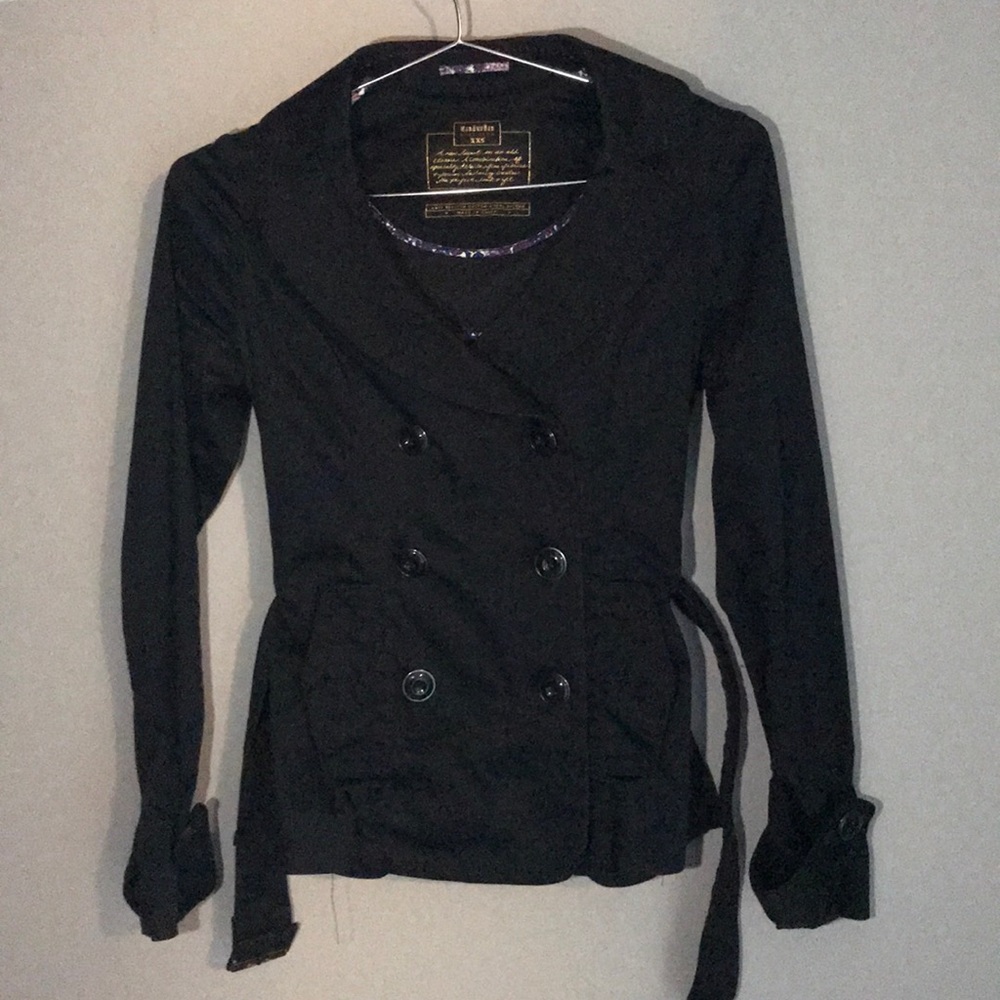 Aritzia black short trench coat xxs
